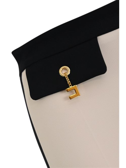 Pantaloni in doppio crepe bi-color Milk/Nero Elisabetta Franchi | PAT0156E2EF1
